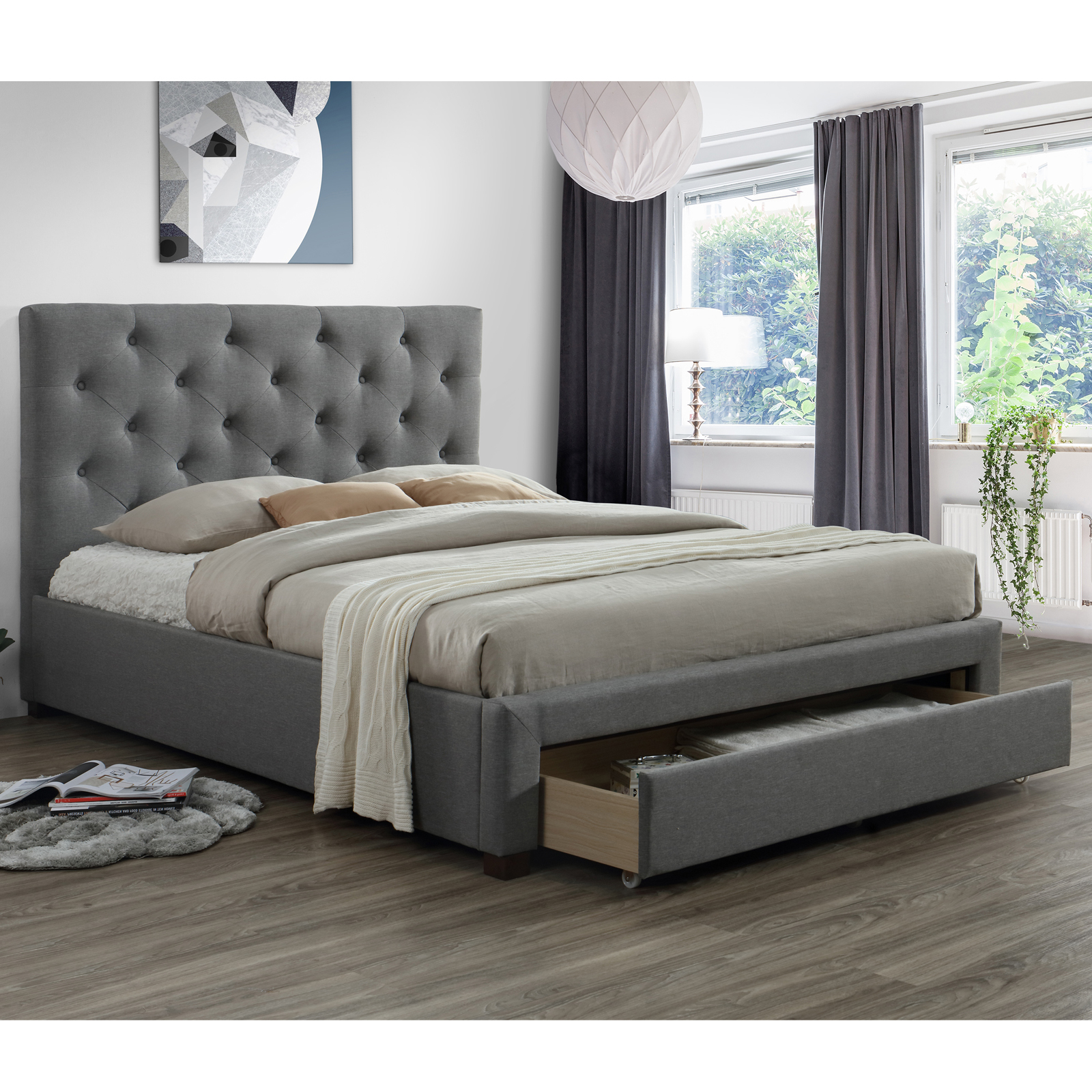 Queen Bed Frame With Drawers Photos Cantik