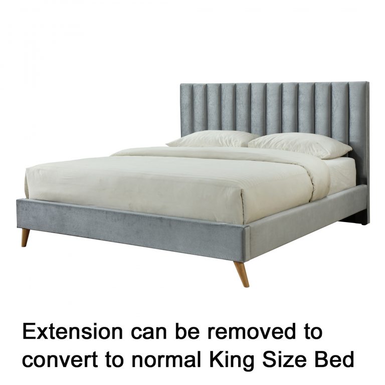 Luxury Queen size Fabric Bed with Wide Bedhead [Silver] Yes Furniture